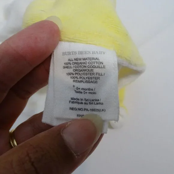Burts Bees Baby Bee Plush Lovey Yellow Organic Cotton Infant Security Blanket - Picture 4 of 9